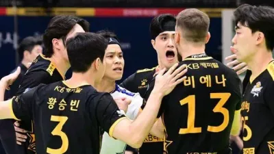 KB손해보험, 대한항공 잡고 연승 행진 상승세