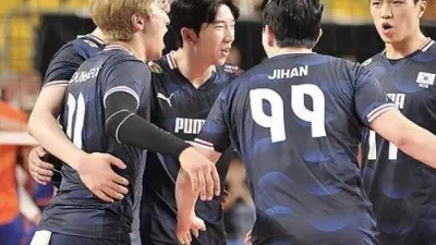 남자배구 대표팀, 대만에 3-2 진땀승…조 1위 확정