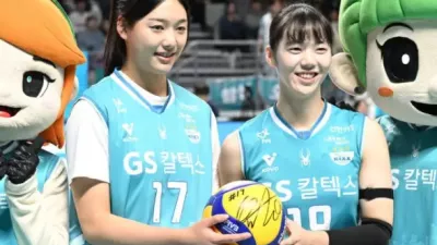 GS칼텍스 승리 이끈 ‘리틀 김연경’ 손서연의 완벽한 시구…선배 유서연과 훈훈한 인터뷰