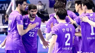 박철우 대행 매직…우리카드 대한항공 또 잡았다
