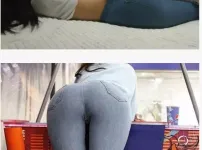 여친의 꽉끼는 청바지 패션
